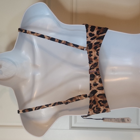 Shade & Shore Pleated Front Bralette Bikini Top - Animal Print - Picture 3 of 7